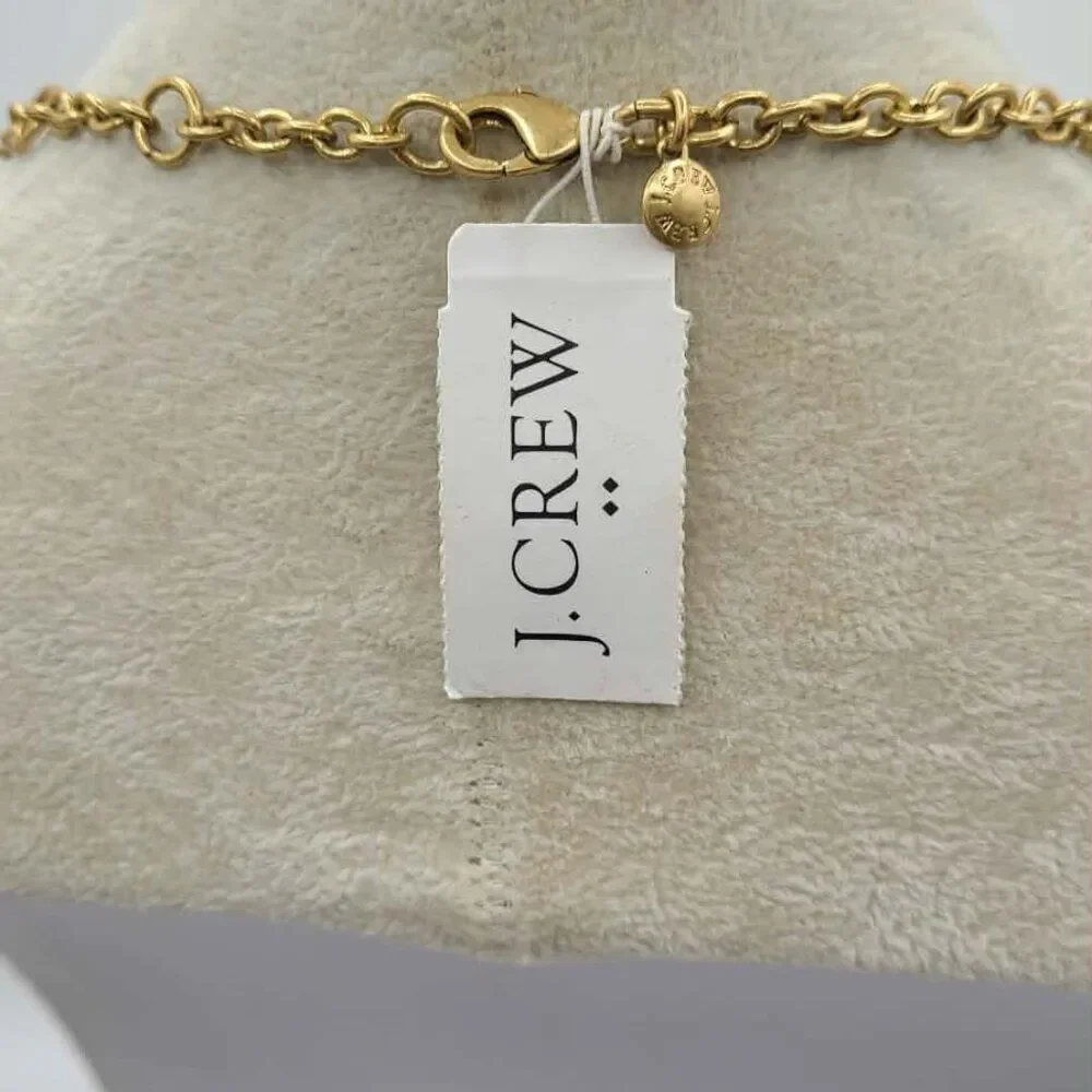 J Crew Factory Gold Tone Clear & Gold Crystal Necklace NWT!